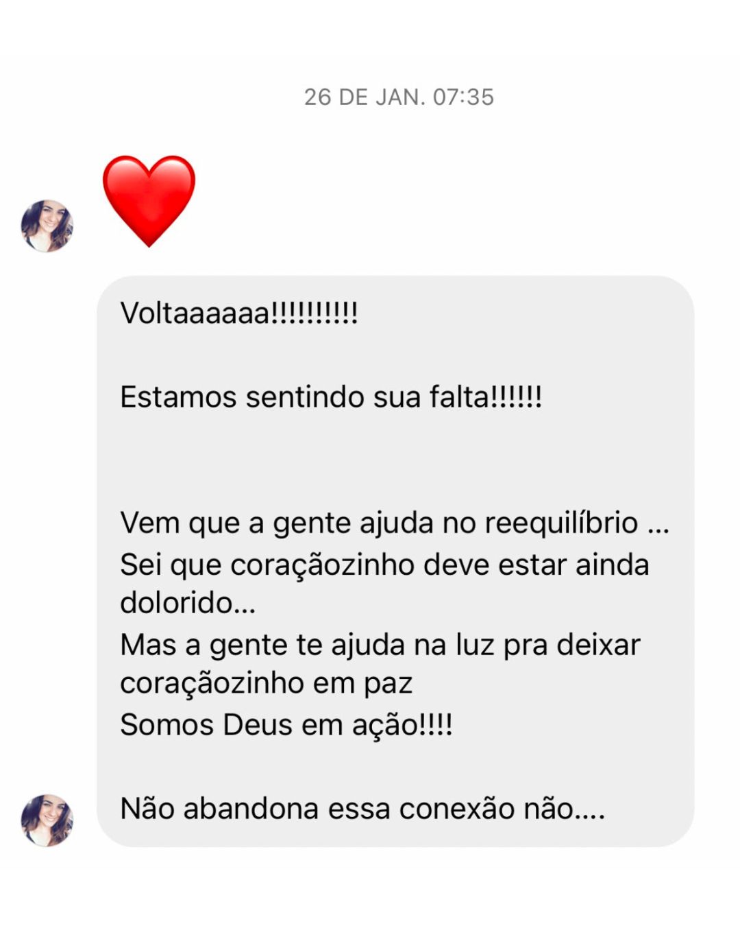 Depoimento 9 recebido pela Aline no Instagram