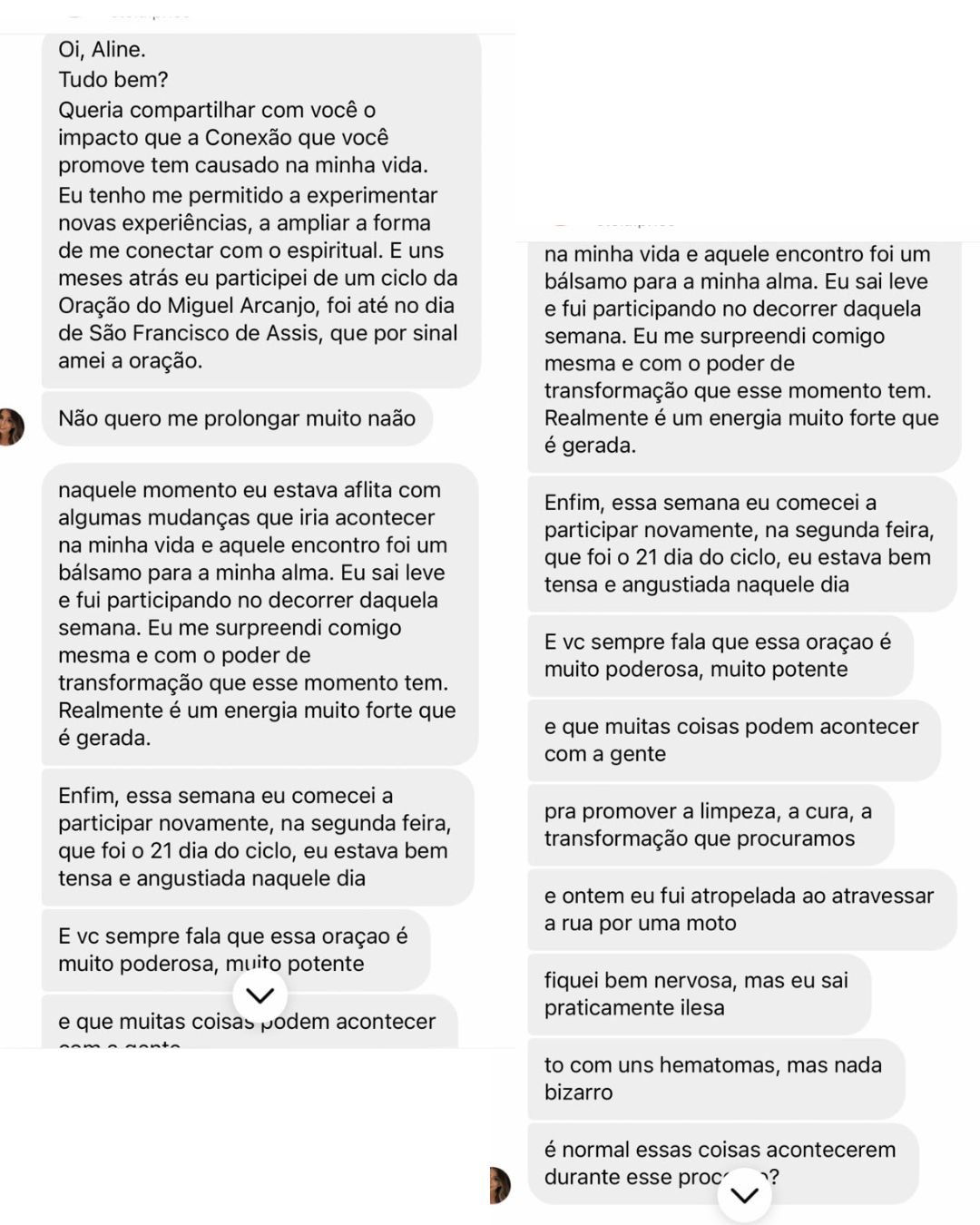 Depoimento 13 recebido pela Aline no Instagram