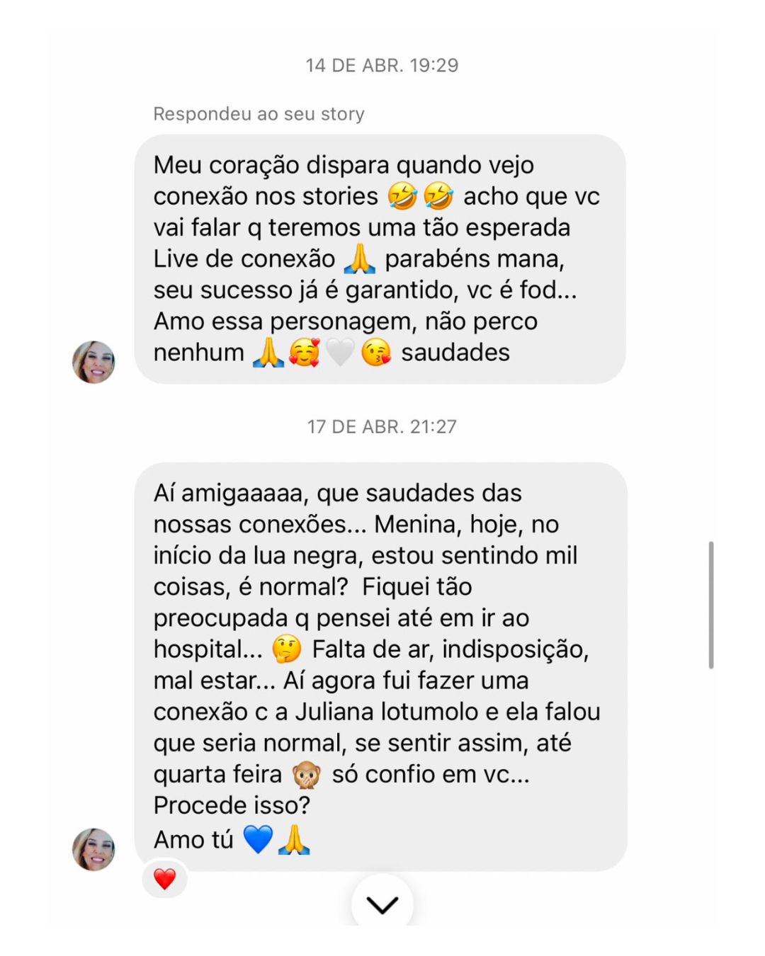 Depoimento 7 recebido pela Aline no Instagram